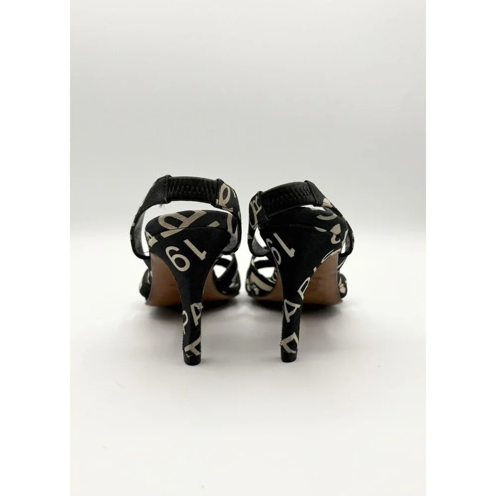 Chanel Black & White Rue Cambon Canvas Slingback Mules Vintage Y2K Size EU 36